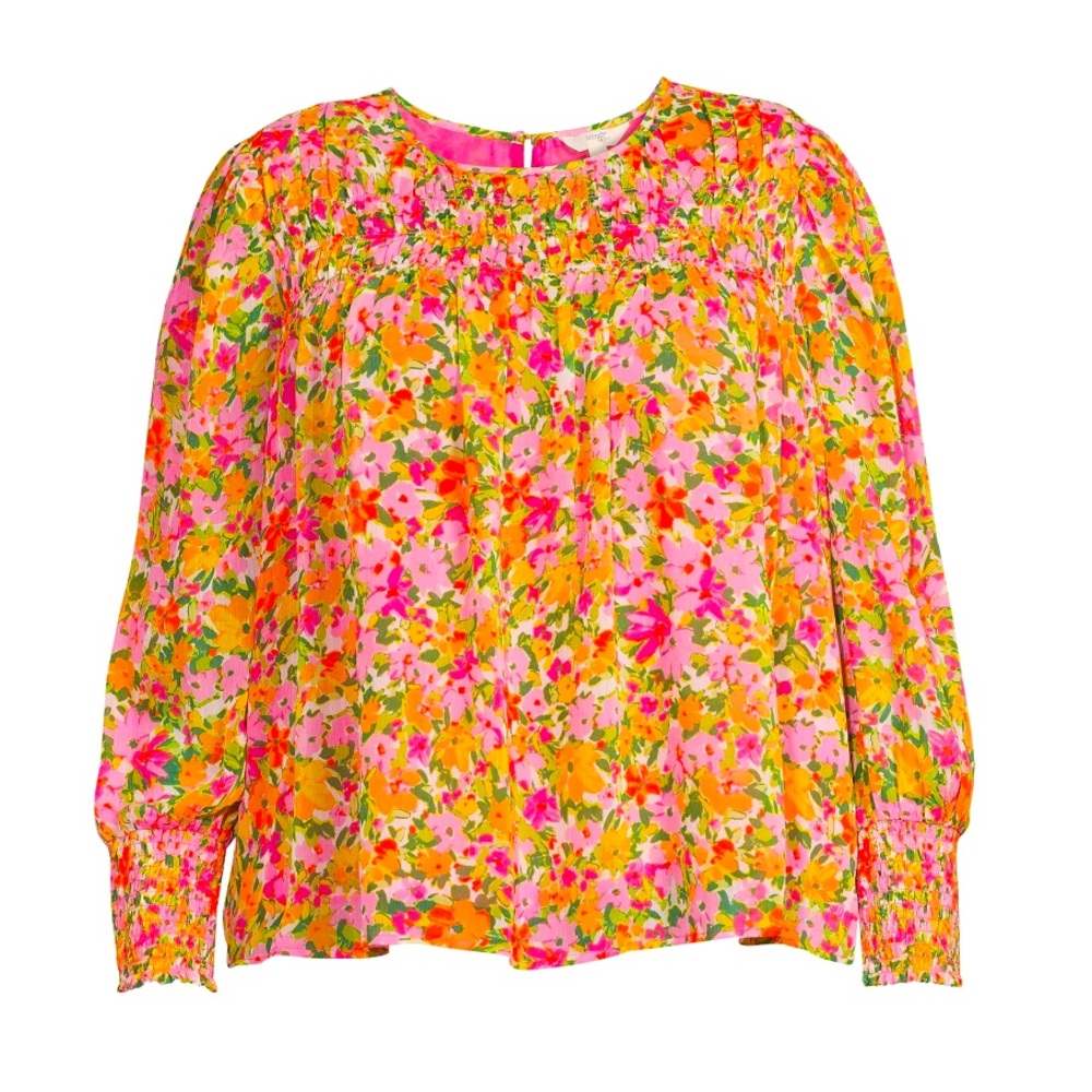 Terra & Sky Women's Plus Size Smocked Chiffon Top